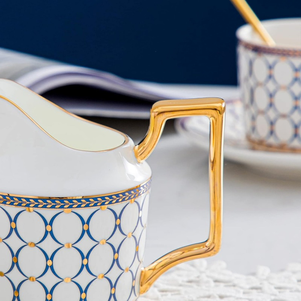 15 Pieces Porcelain Tea Service Set for 4, Bone China Coffee Tea Sets,Tea Cup Set with Teapot, Sugar Bowl, Creamer Pitcher