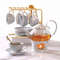 Elegant Handcrafted Tea Set 21 Pcs Gray Marble Porcelain Set For Kids Adults 6