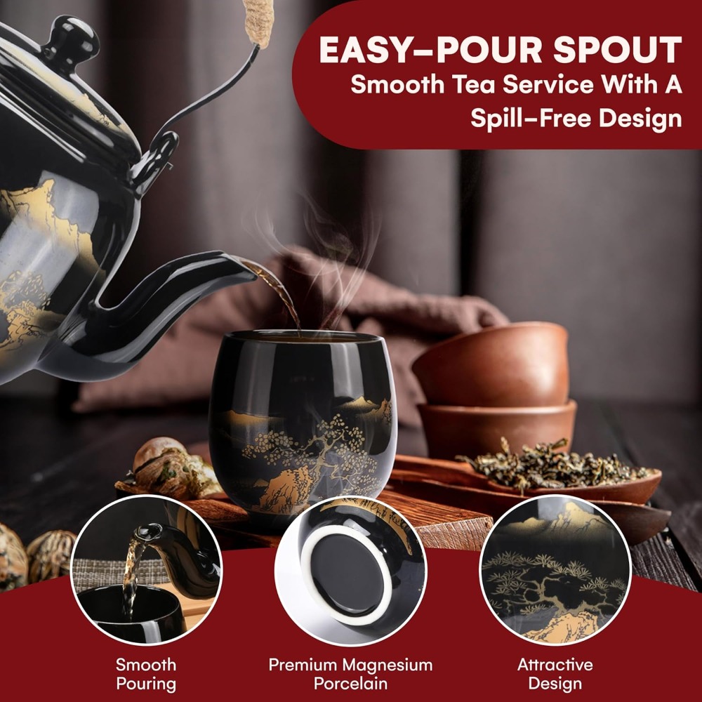 Premium Porcelain Tea Set – Handcrafted Ceramic Teapot & Cups, Elegant & Durable