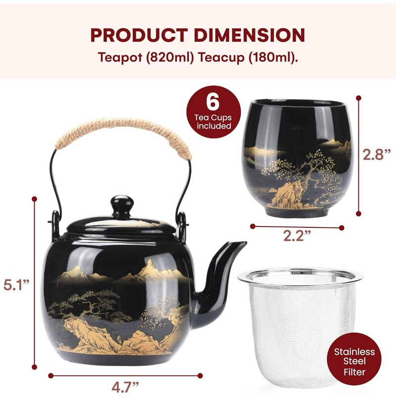 Premium Porcelain Tea Set – Handcrafted Ceramic Teapot & Cups, Elegant & Durable