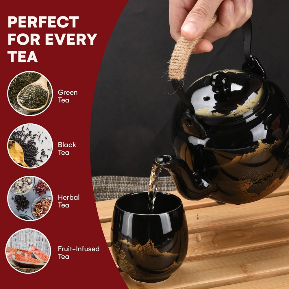 Premium Porcelain Tea Set – Handcrafted Ceramic Teapot & Cups, Elegant & Durable
