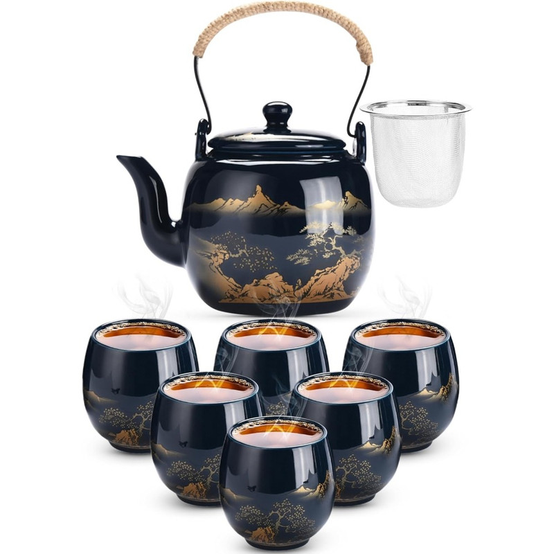 Premium Porcelain Tea Set – Handcrafted Ceramic Teapot & Cups, Elegant & Durable