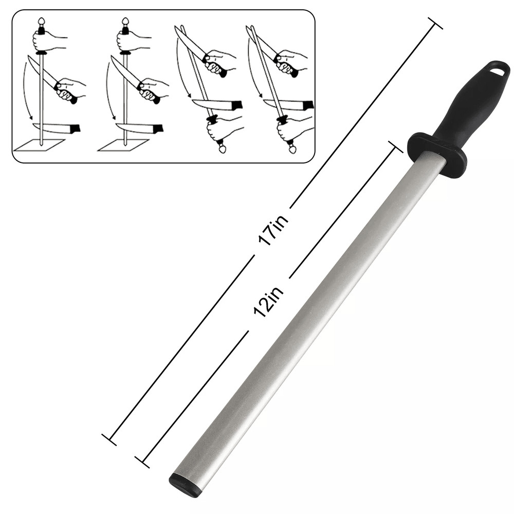 Diamond Knife Sharpener Steel Honing Rod For Kitchen Home Hunting Blades 9