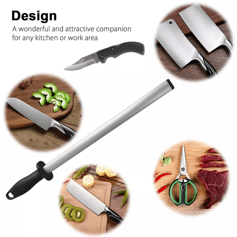 Diamond Knife Sharpener Steel Honing Rod For Kitchen Home Hunting Blades 5