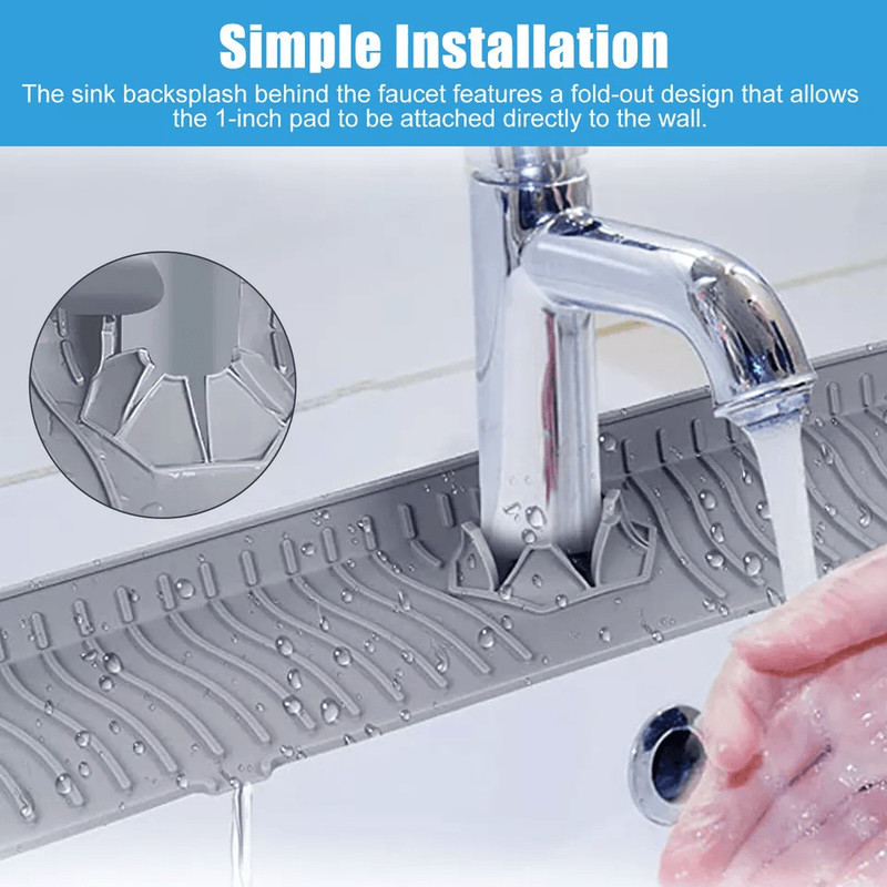 Kitchen Sink Silicone Faucet Drain Pad Splash Guard Drip Catcher Tray For Countertop Water Control  4