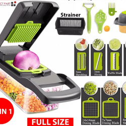 vegetable fruit chopper and cutter, onion veggie dicer slicer kitchen set with stainless steel blades and accessories