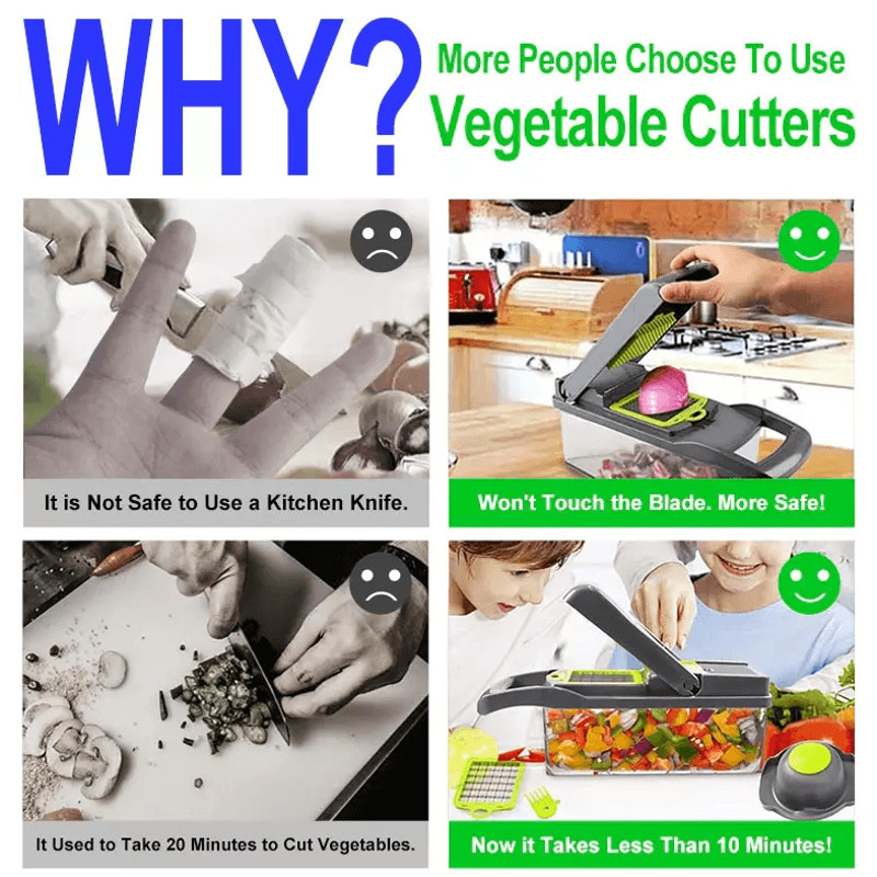 Vegetable Fruit Chopper And Cutter Onion Veggie Dicer Slicer Kitchen Set With Stainless Steel Blade 16