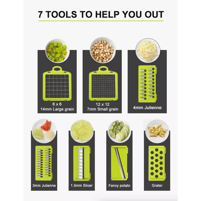 Vegetable Fruit Chopper And Cutter Onion Veggie Dicer Slicer Kitchen Set With Stainless Steel Blade 14