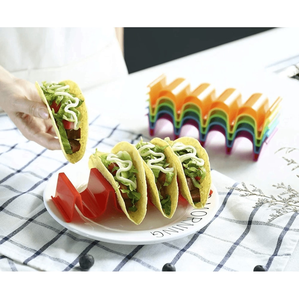 WaveShaped Taco Shell Holder Tray Holds 4 Tacos Each Durable Mexican Taco Stand Set For Parties 3