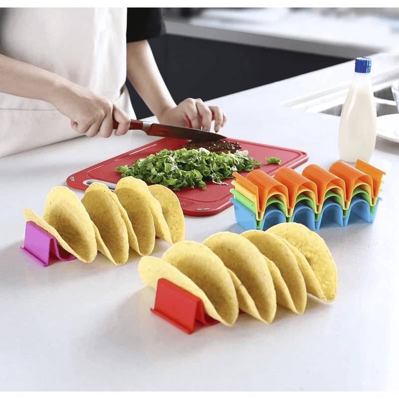 WaveShaped Taco Shell Holder Tray Holds 4 Tacos Each Durable Mexican Taco Stand Set For Parties 4