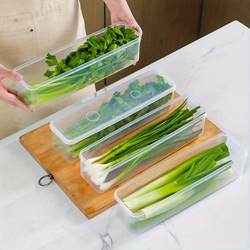 Long Rectangular Food Storage Containers (4-Pack) – Reusable Refrigerator Organizer & Kitchen Accessories