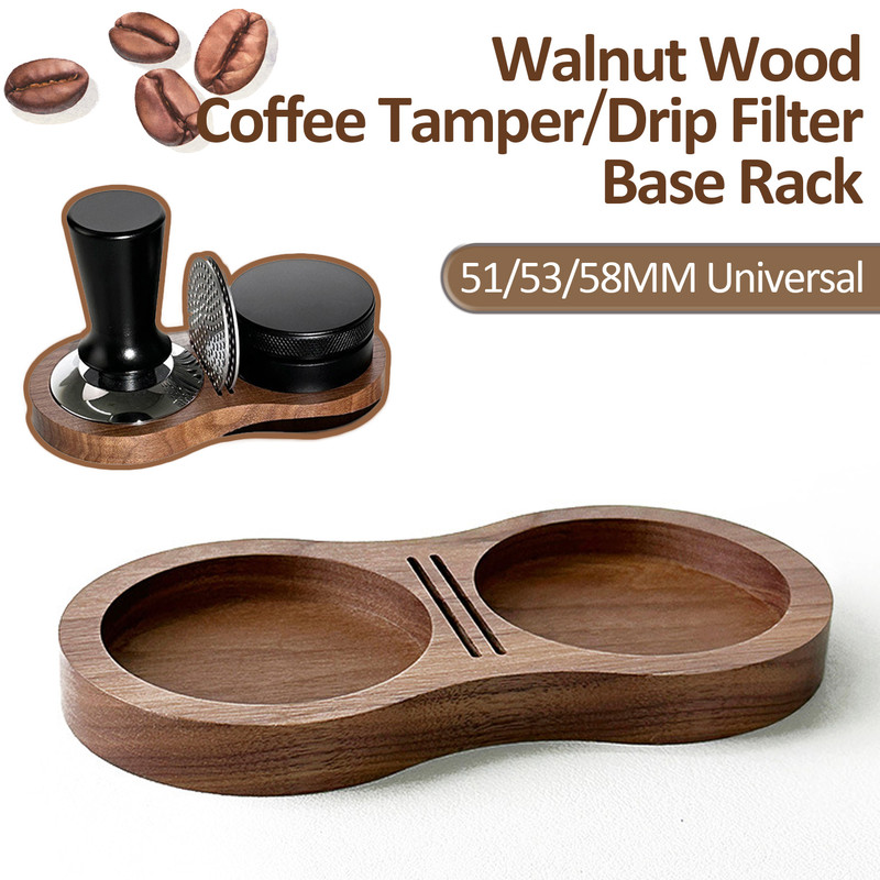 BaristaGrade Coffee Tamper Station Walnut Wooden Base For Espresso Drip Filter Tamper Storage 0