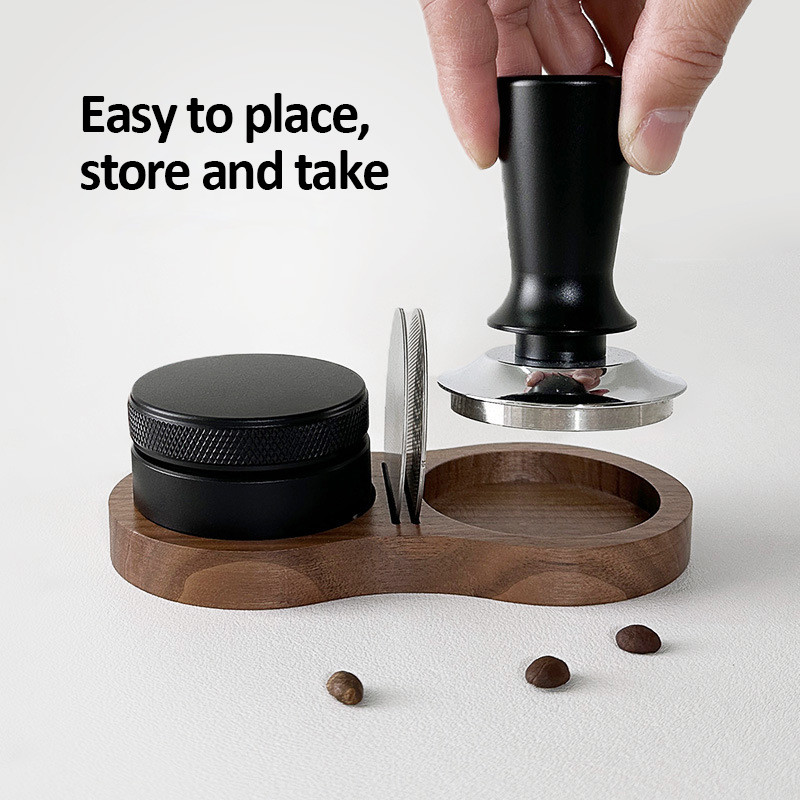 BaristaGrade Coffee Tamper Station Walnut Wooden Base For Espresso Drip Filter Tamper Storage 1