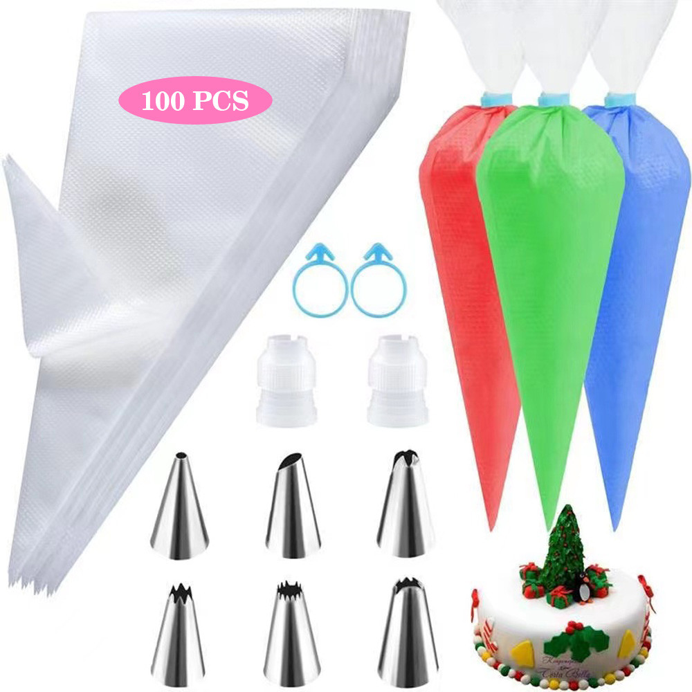 Premium Stainless Steel Nozzle Tips Set with Silicone Piping Bags, DIY Cake Decorating Kit for Beginners