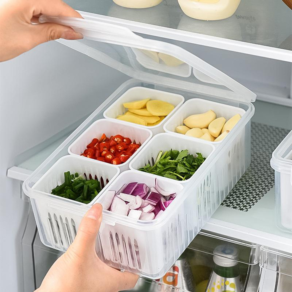 MultiPurpose Refrigerator Food Drain FreshKeeping Box Kitchen Organizer For Ginger Garlic Onion And 0