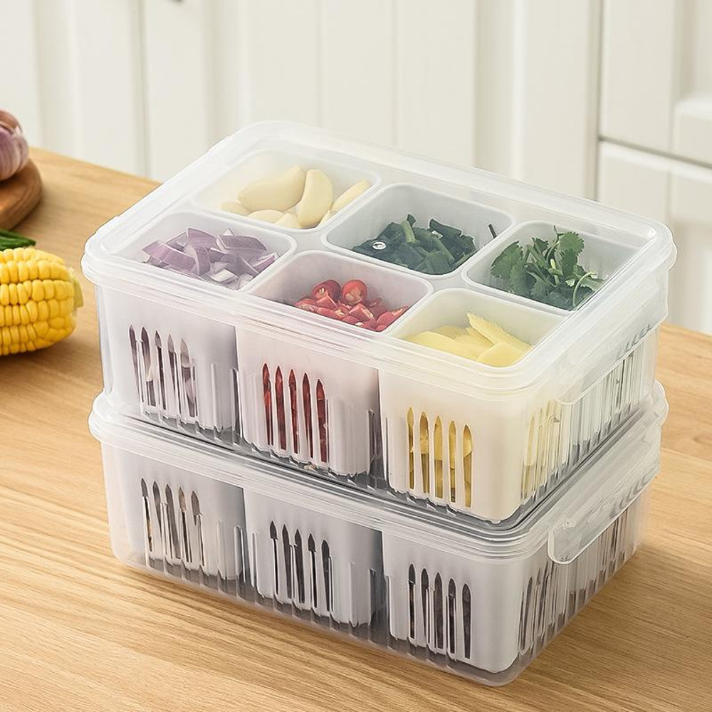 MultiPurpose Refrigerator Food Drain FreshKeeping Box Kitchen Organizer For Ginger Garlic Onion And 3