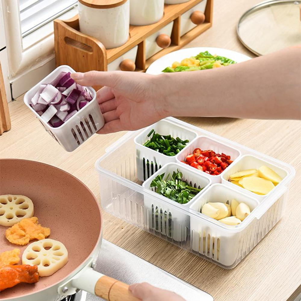 MultiPurpose Refrigerator Food Drain FreshKeeping Box Kitchen Organizer For Ginger Garlic Onion And 1