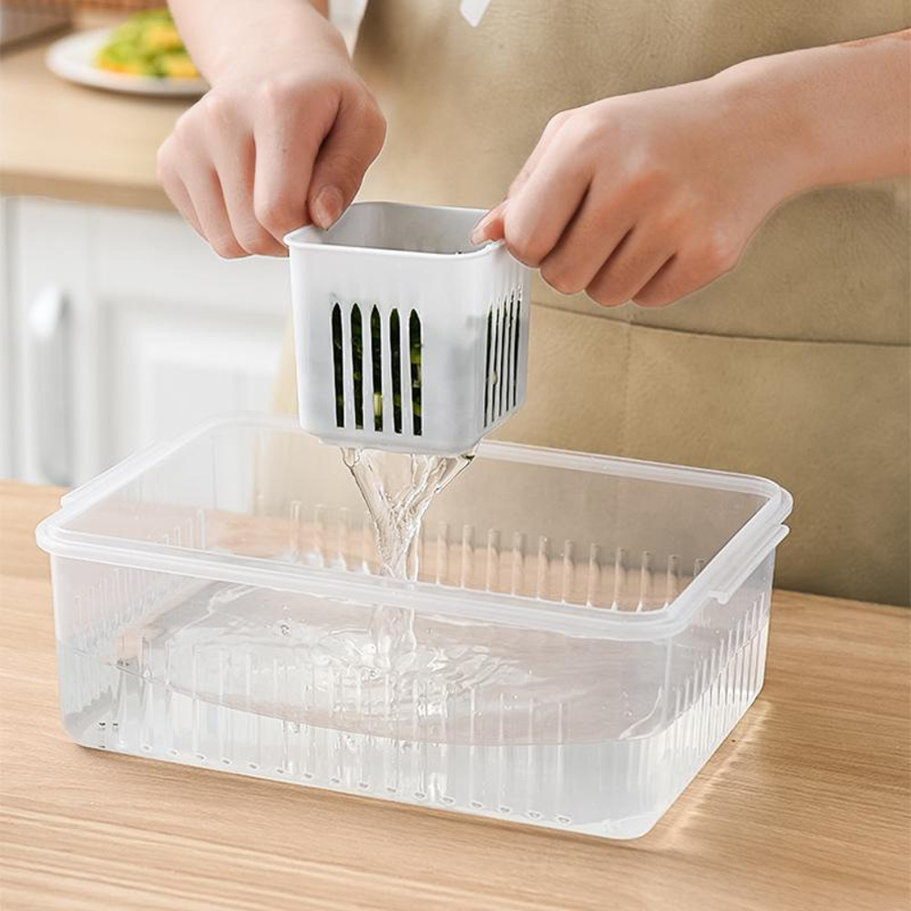 MultiPurpose Refrigerator Food Drain FreshKeeping Box Kitchen Organizer For Ginger Garlic Onion And 4
