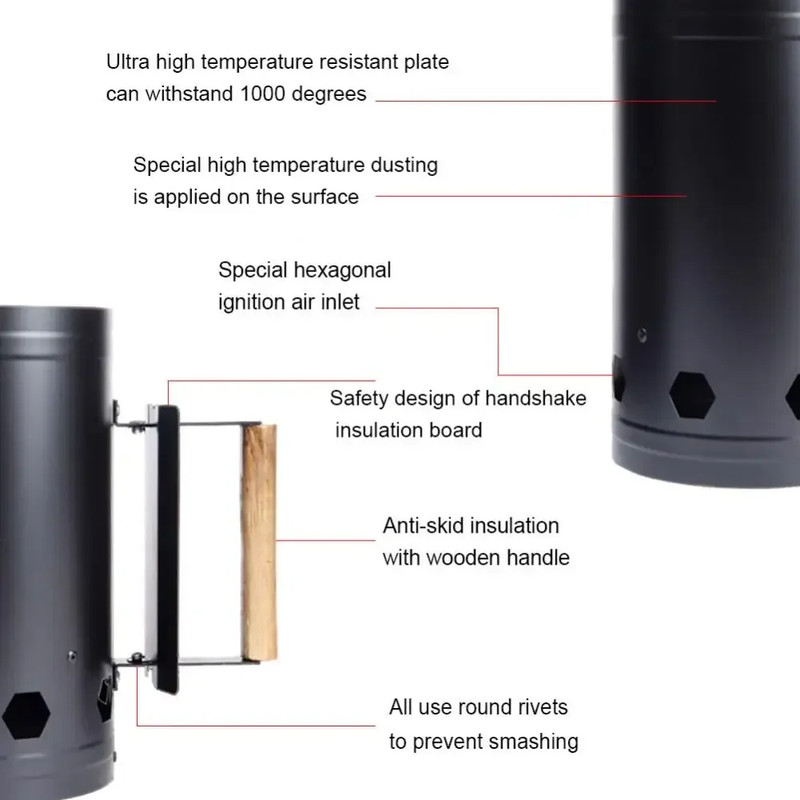 Spark Bucket Charcoal Bucket, Fast Ignition Charcoal Bucket Barbecue Stove Igniter for Outdoor Grilling & Camping