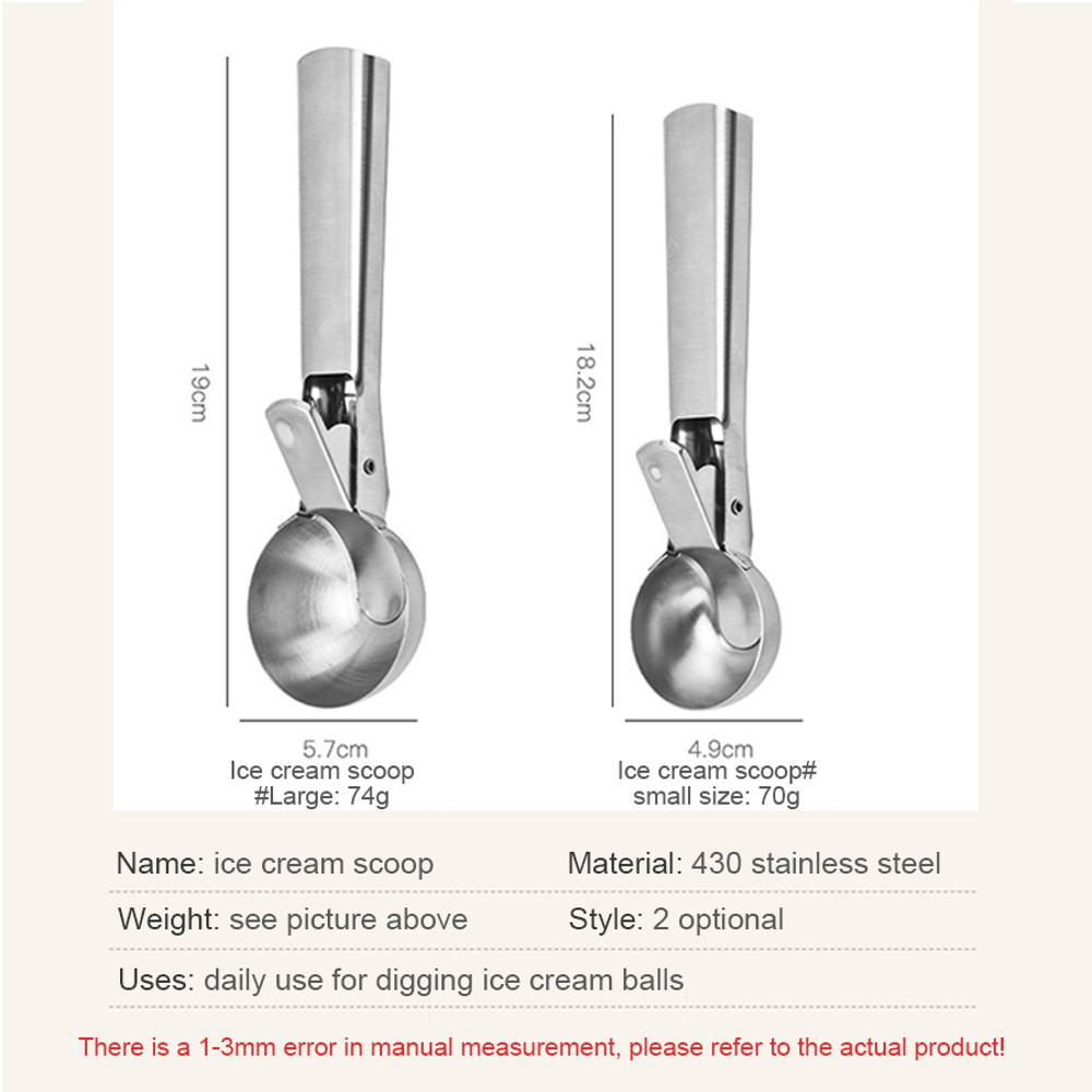 Stainless Steel Dual Purpose Ice Cream Scoop Multifunctional Fruit Scooper & Kitchen Essential for Smooth Serving