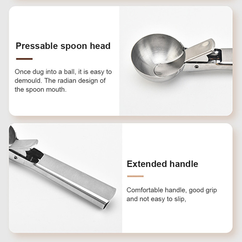 Stainless Steel Dual Purpose Ice Cream Scoop Multifunctional Fruit Scooper & Kitchen Essential for Smooth Serving