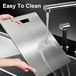 stainless steel cutting board set, food contact safe boards for vegetable, meat & bread slicing, easy clean