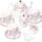 Elegant Porcelain Tea Sets For Adults Floral Tea Cups Set Of 6 With Sugar Bowl Creamer 9