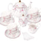 Elegant Porcelain Tea Sets For Adults Floral Tea Cups Set Of 6 With Sugar Bowl Creamer 9
