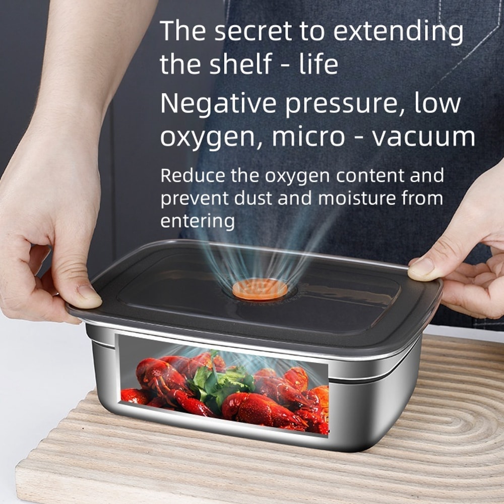 Stainless Steel Crisper Lunch Box Sealed Leakproof Bento Box Refrigerator Freezer Storage Box For C