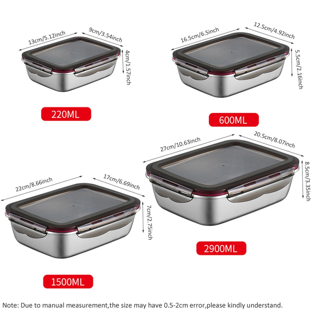 Stainless Steel Lunch Bento Box, Sealed Leakproof Food Storage Box, Portable Household Pickle Box, Refrigerator Food