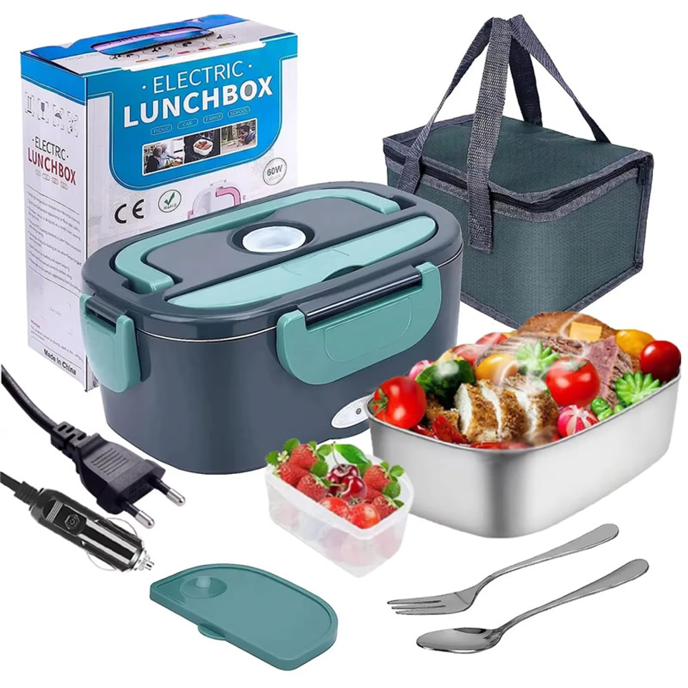 Electric Lunch Box, Portable Food Warmer, Leak Proof Heating Container for Car, Home, Office Use, Meal Prep Solution