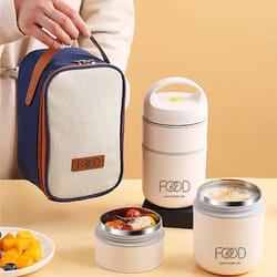 portable thermal insulation lunch box, stainless steel bento box, adult lunch box set, vacuum thermal lunch box