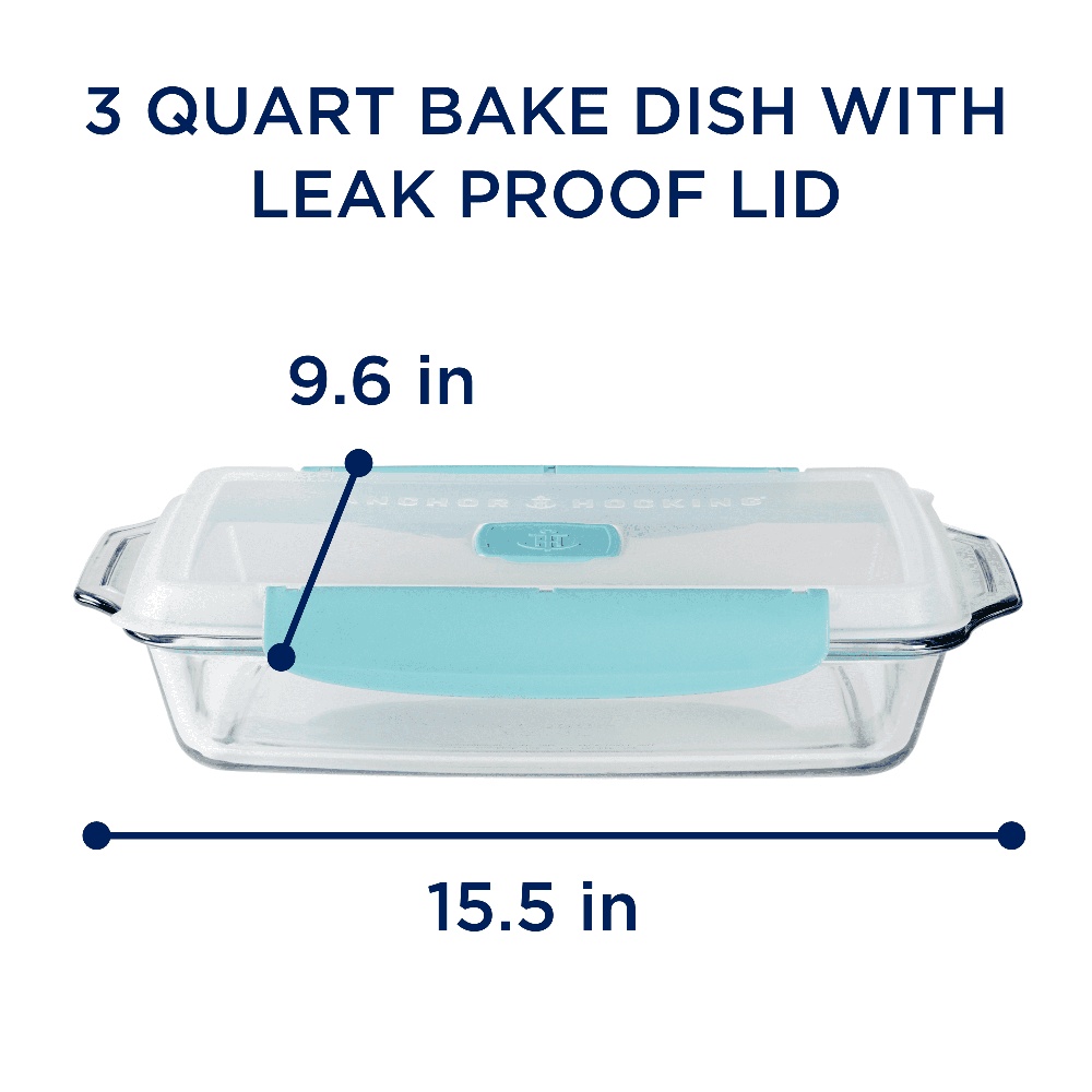 Quart Glass Baking Dish With Locking Tempered Oven Safe Casserole Storage Container Ideal For Roast 1