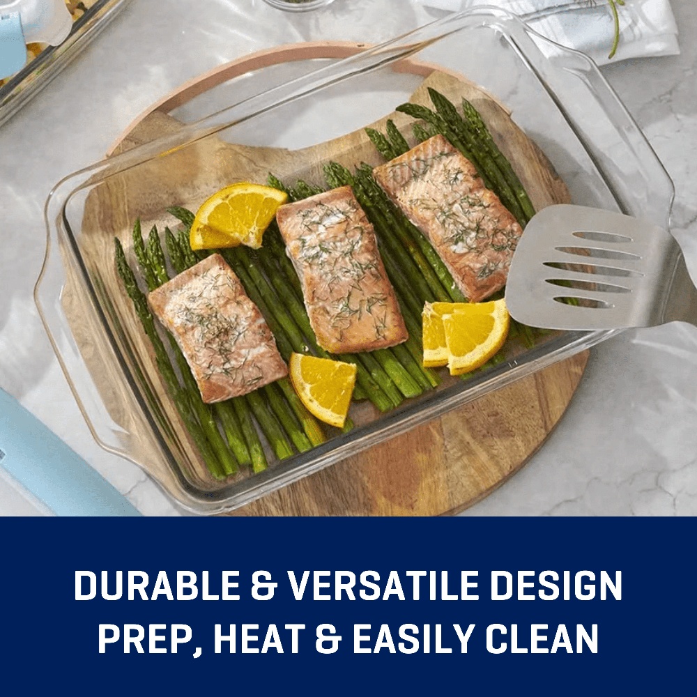 Quart Glass Baking Dish With Locking Tempered Oven Safe Casserole Storage Container Ideal For Roast 3