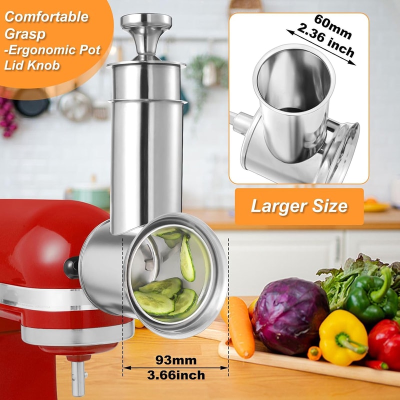 Large Stainless Steel Slicer Shredder Attachment For KitchenAid Mixer Dishwasher Safe Vegetable Che 2
