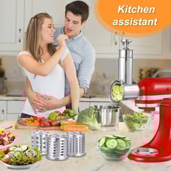 large stainless steel slicer shredder attachment for kitchenaid mixer, dishwasher safe vegetable cheese grater accessory