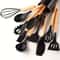 Multi-color Silicone Kitchenware Set, Wooden Handle Non Stick Pot Spatula Spoon Cooking Utensils, Heat-Resistant