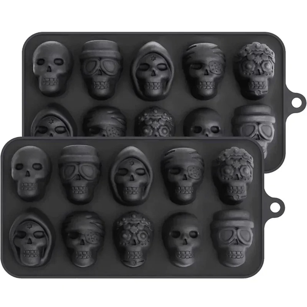 Skull Ice Cube Mold 10Grid Skull Ice Mold For Halloween Reusable Kitchen Tool Perfect For Chocolate 1
