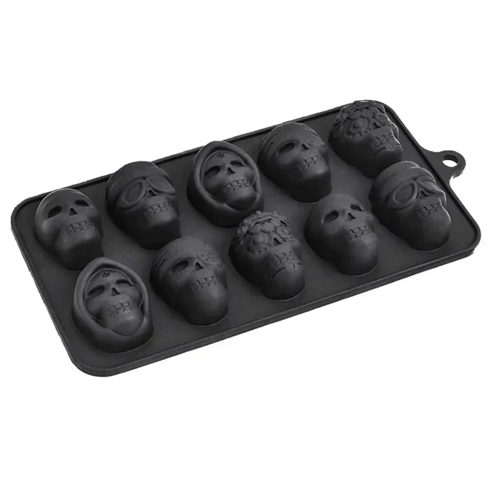 Skull Ice Cube Mold 10Grid Skull Ice Mold For Halloween Reusable Kitchen Tool Perfect For Chocolate 5