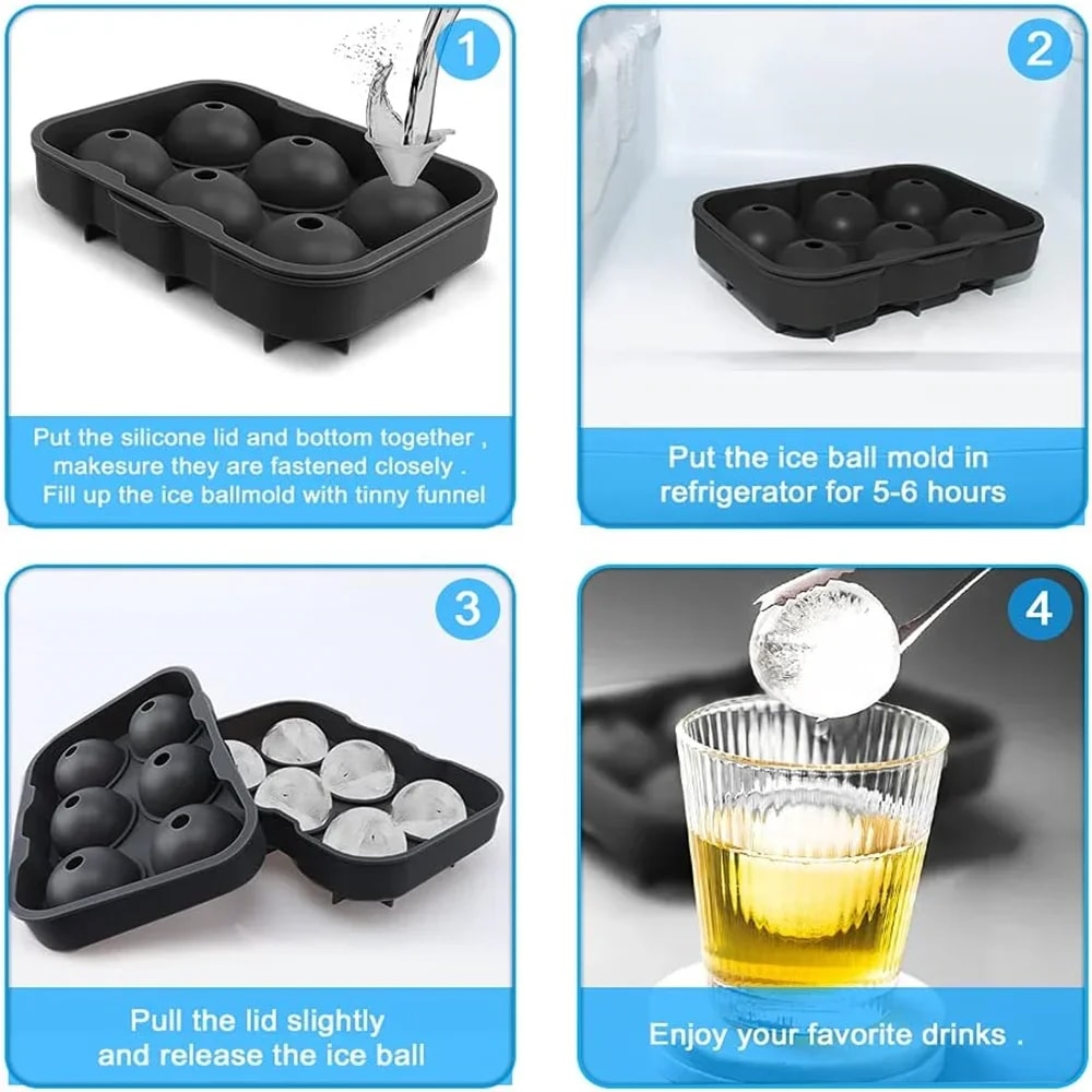 Silicone Ice Ball Maker Large Ice Sphere Mold High Balls Ice Shape Tray Whiskey Cocktail Bar Tools 2