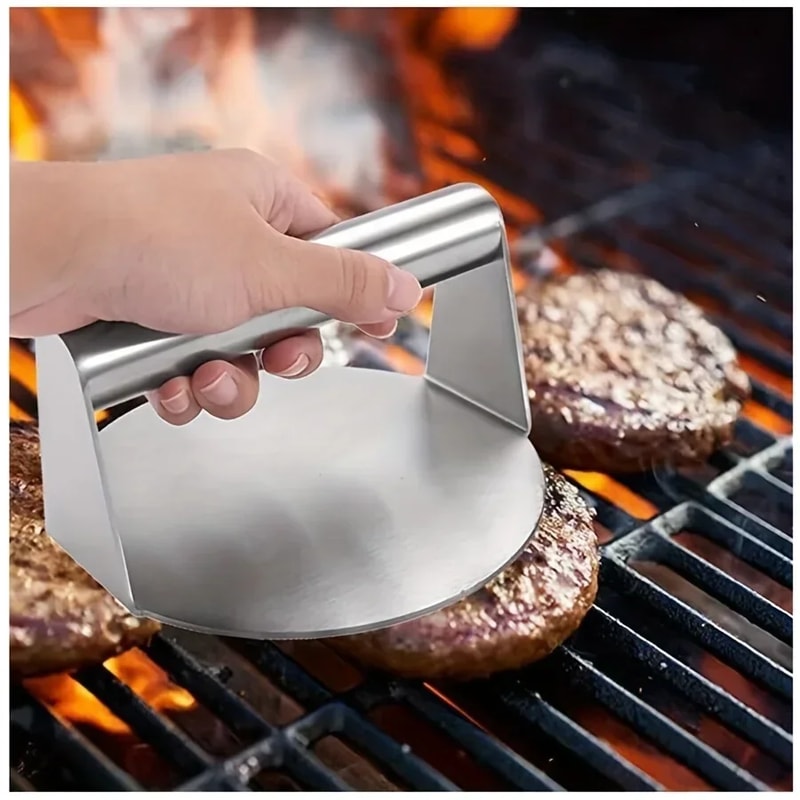 Stainless Steel Smash Burger Press, Hamburger Patties Meat Masher, Circular Meat Press Mold for Deli Meats, Kitchen