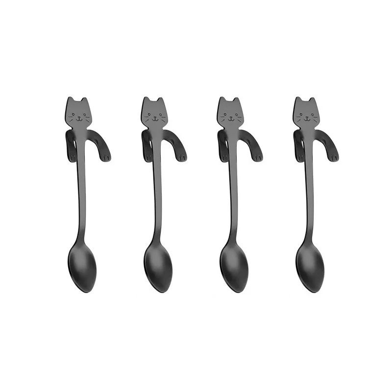 Stainless Steel Cat Spoon Creative Cartoon Hanging Edge Spoon Cute Coffee Spoon Goldplated Stirring 5