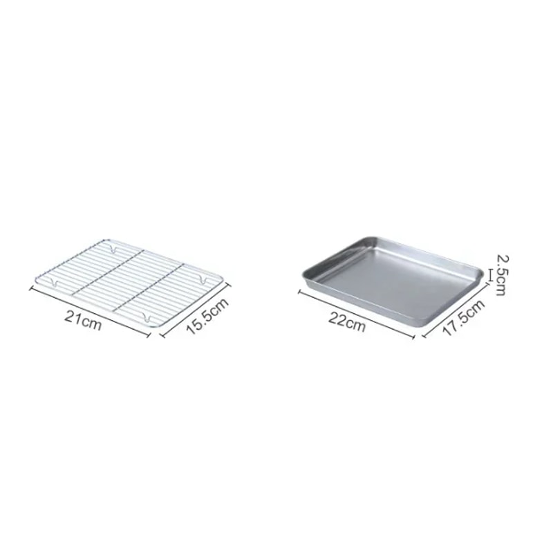 Stainless Steel Baking Pan Tray with Wire Rack, Cake Baking BBQ Pan Tray Plate for Oven, Brownie Rack, Cooking, Roasting