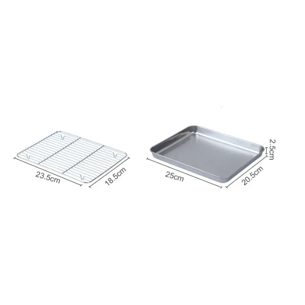 Stainless Steel Baking Pan Tray with Wire Rack, Cake Baking BBQ Pan Tray Plate for Oven, Brownie Rack, Cooking, Roasting