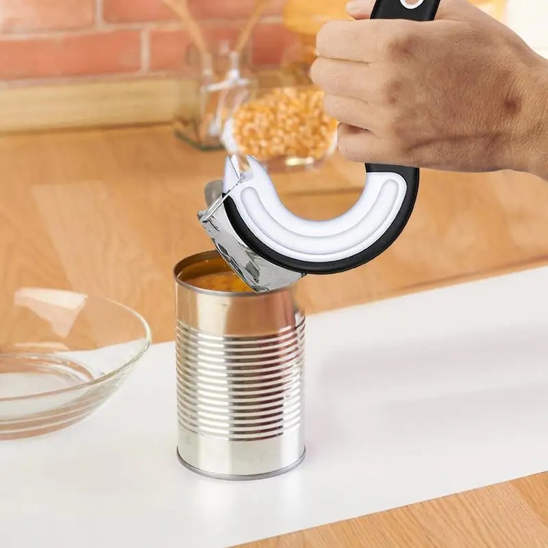 Portable J-Shaped Easy Grip Tin Openers, Non-Slip Jar Opener, Multifunctional Lid Opening Tools for Kitchen, Ring Pull