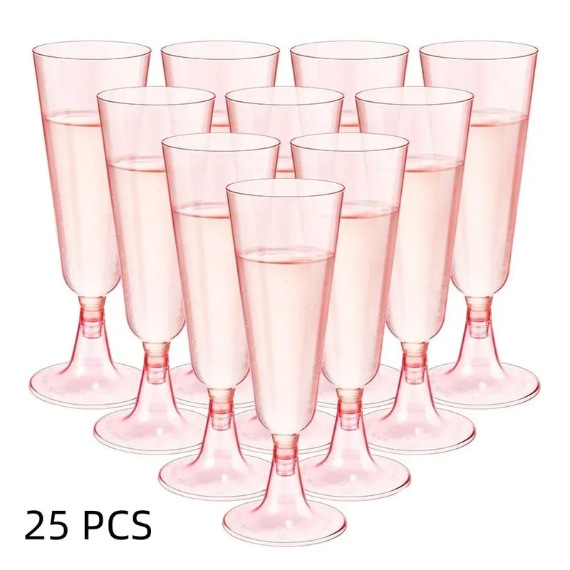 Champagne Glasses Disposable Cocktail Glasses Plastic Red Wine Glasses Tall Glasses Gold Powder Mar 0