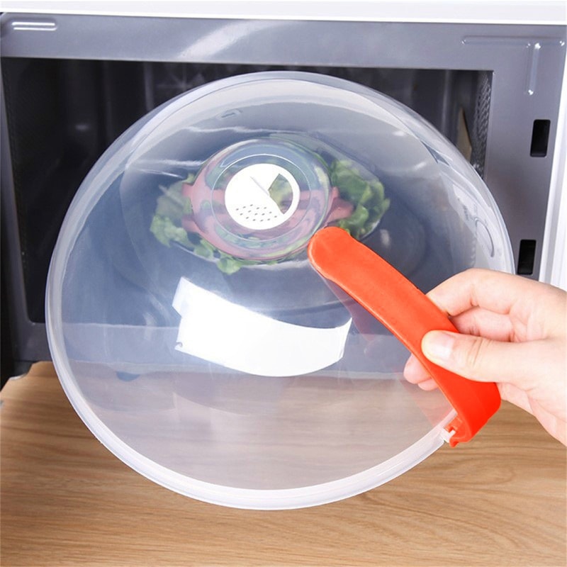 Microwave Food Cover Plate Vented Heat-resistant Food Splatter Protector Lid, Kitchen Thickened Clear Food Anti-Splash