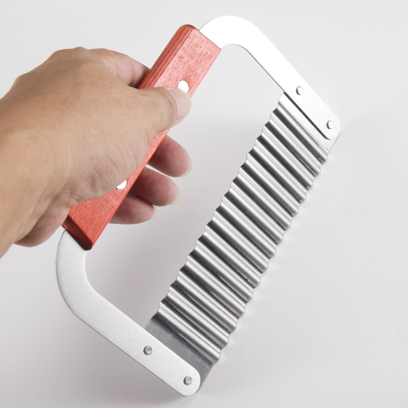 Stainless Steel Wooden Handle Wave Knife Wolf Tooth Potato Knife Potato Chip Cutting Knife Potato C 5