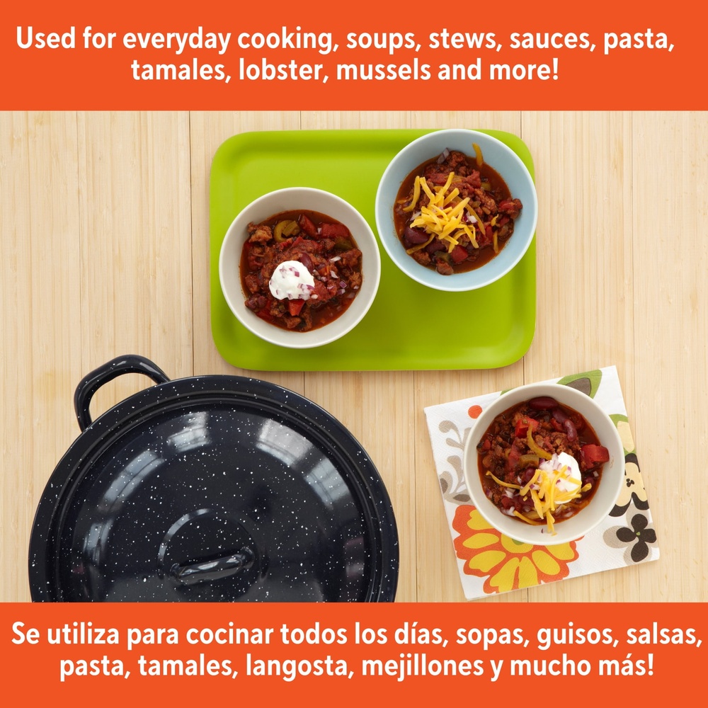 Enamel Stock Pot With Double Handles Oven Safe Durable Steel For Stews Soups Efficient Heat Distrib 3