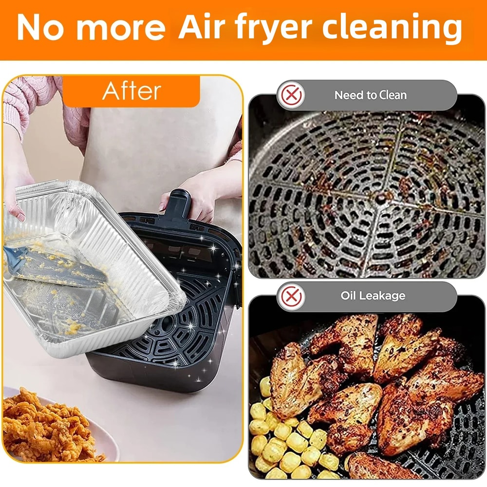 Aluminum Foil Trays with Lids, Non-Stick Baking Pans, Food Grade BBQ Bowl for Air Fryer, Oven, Baking, Cooking, Kitchen